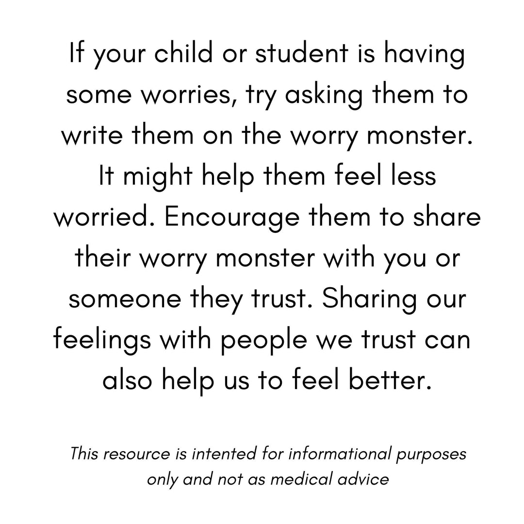 Free printable The worry monster - KY designX