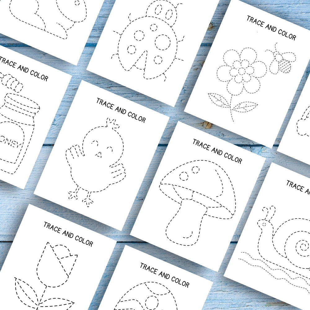 Free Spring pencil control Worksheets for Children - KY designX