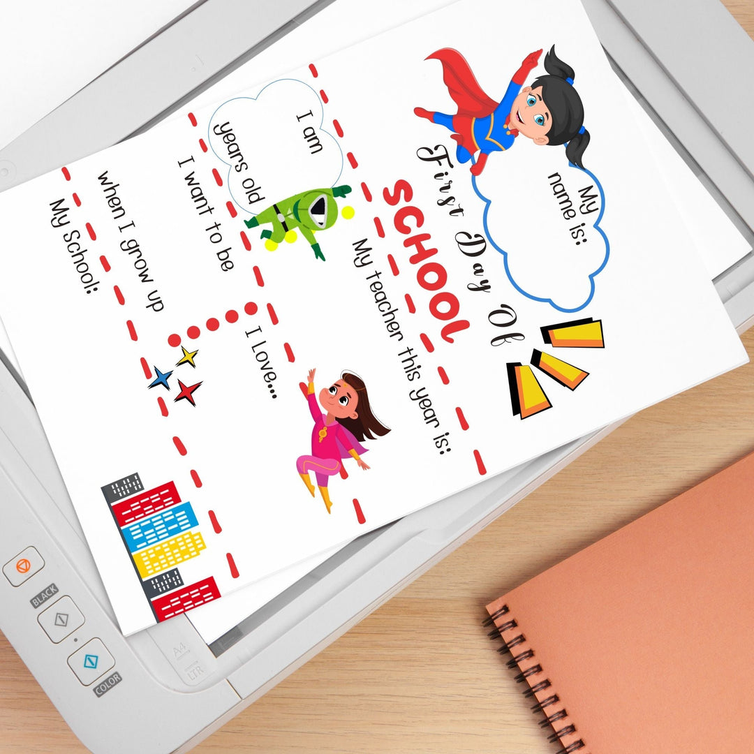 Free Superhero Girl First Day of School Poster - KY designX