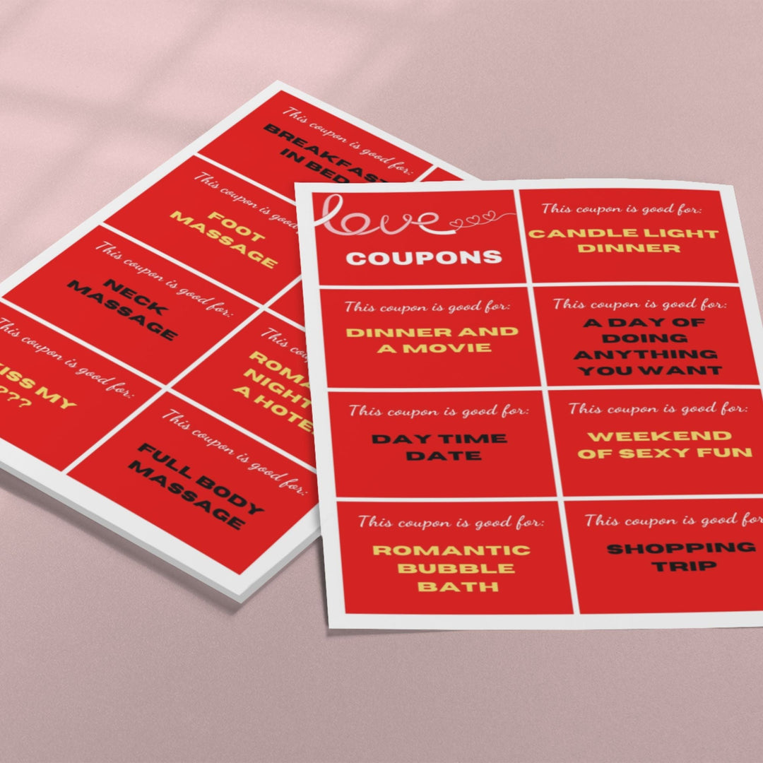 Fun pre - made red printable love coupons - KY designX