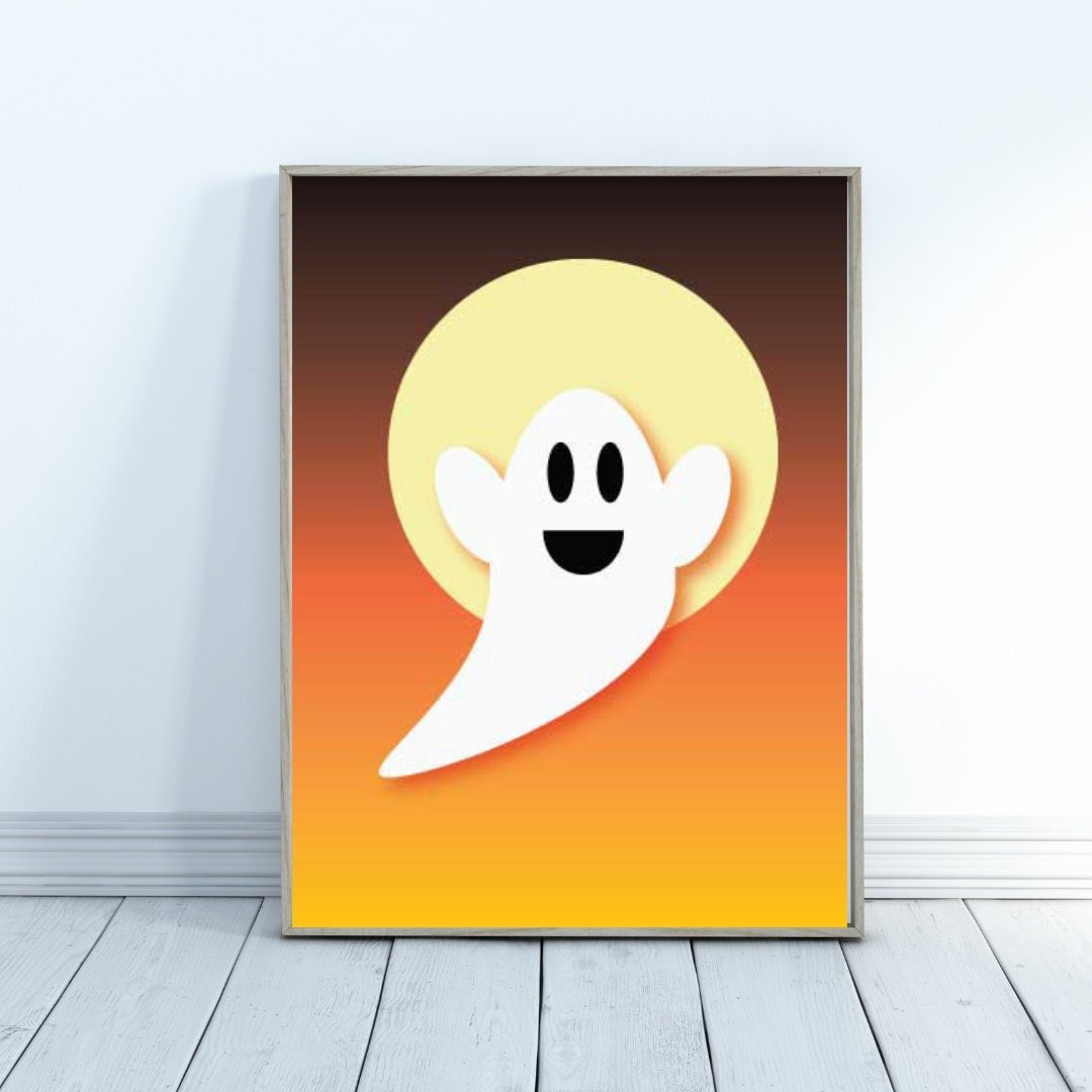 Halloween printable cute ghost wall art - KY designX