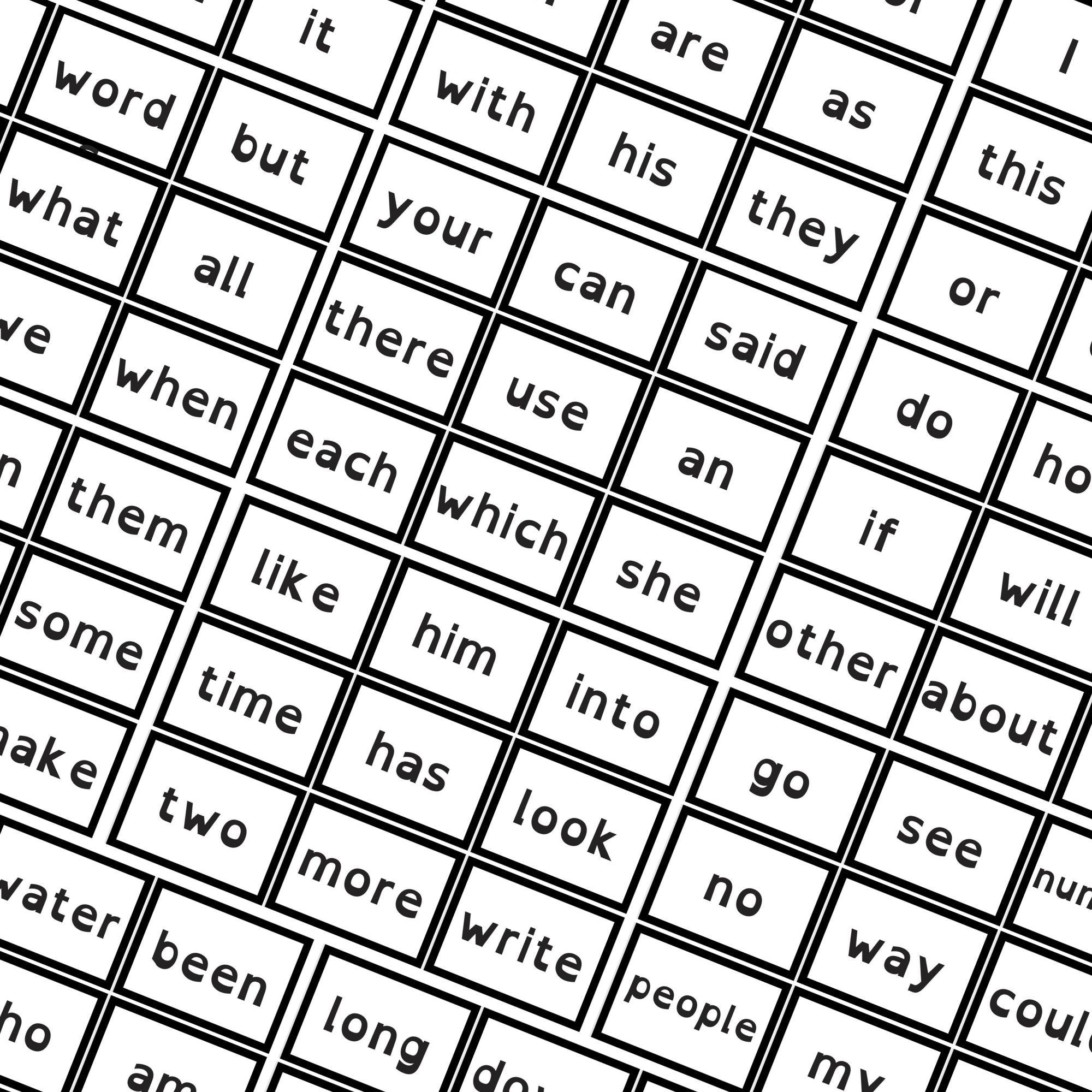 High Frequency Flash Cards Dyslexia Learners - KY designX