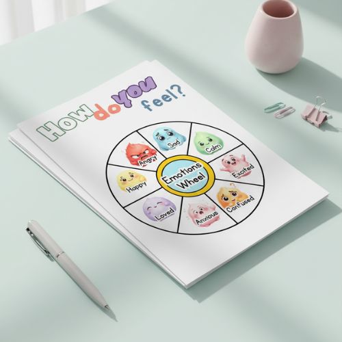 Printable  on a light surface with a pen and small vase.