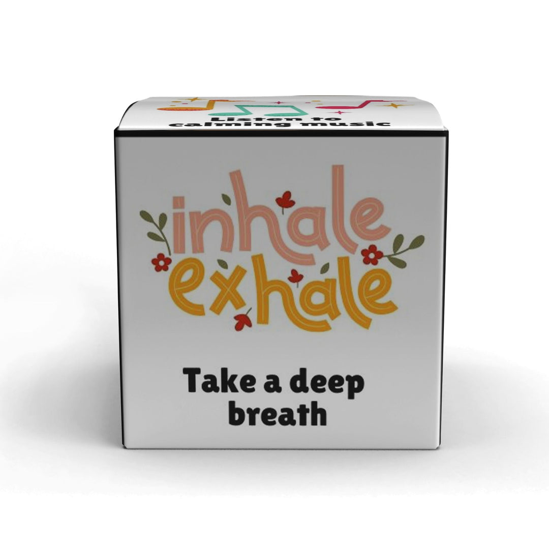 take a deep breath on a dice with white background