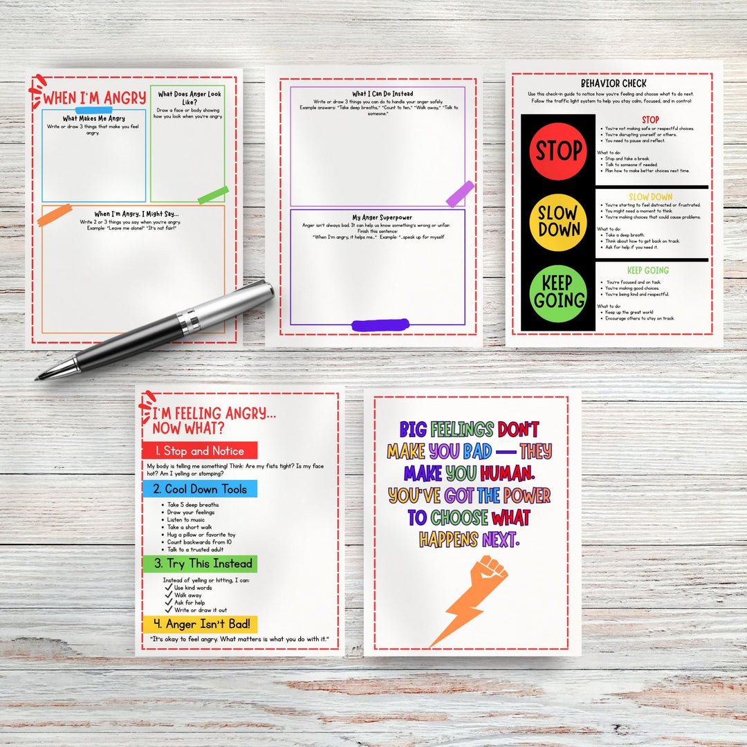 Managing Anger Worksheets for Kids - KY designX