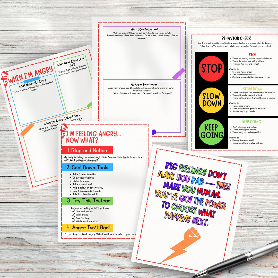 Managing Anger Worksheets for Kids - KY designX