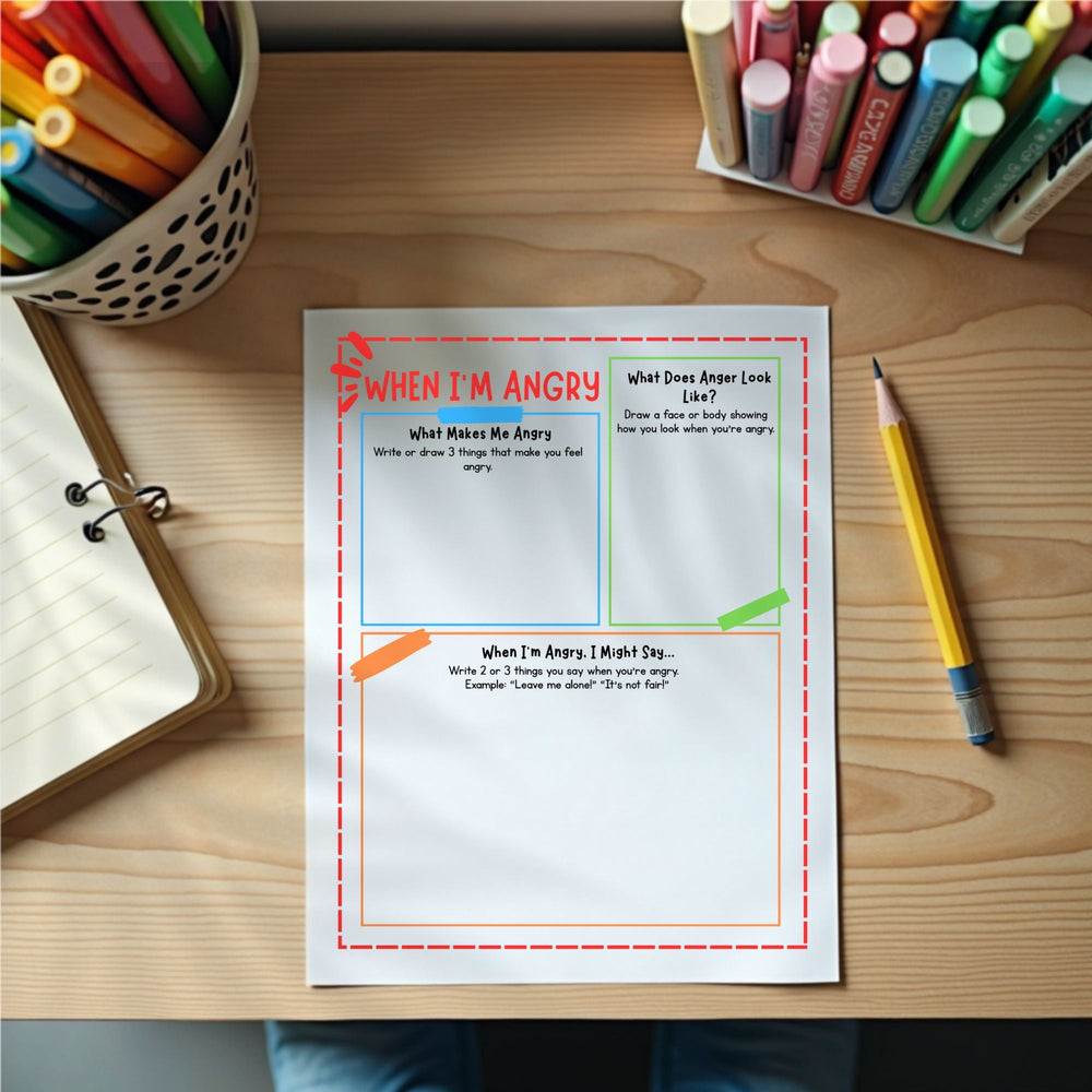 Managing Anger Worksheets for Kids - KY designX