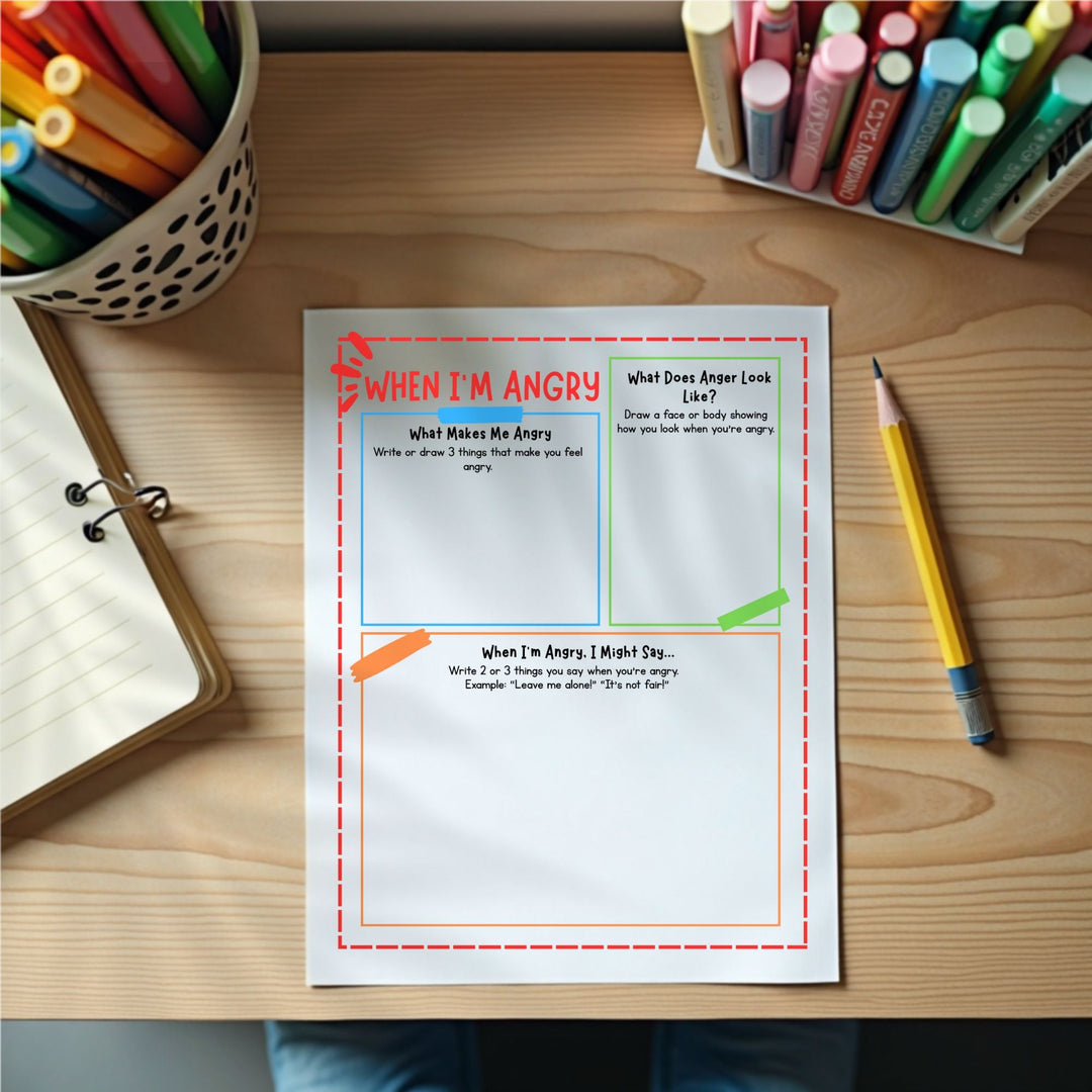 Managing Anger Worksheets for Kids - KY designX
