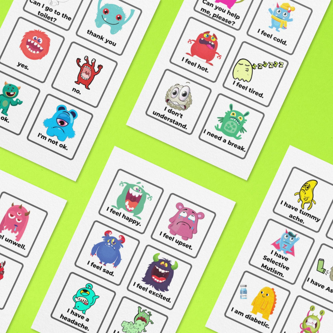 Monster Theme Printable Communication Cards - KY designX