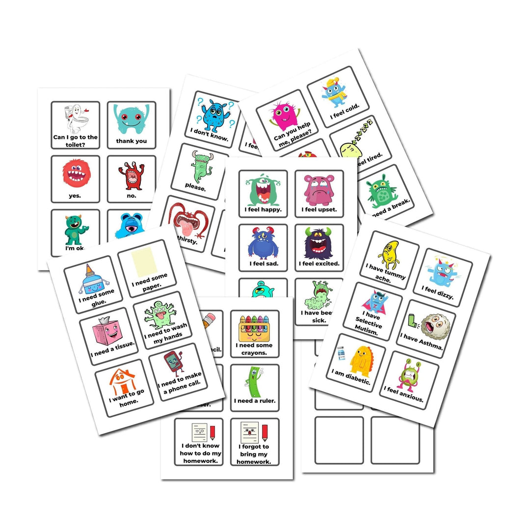 Monster Theme Printable Communication Cards - KY designX