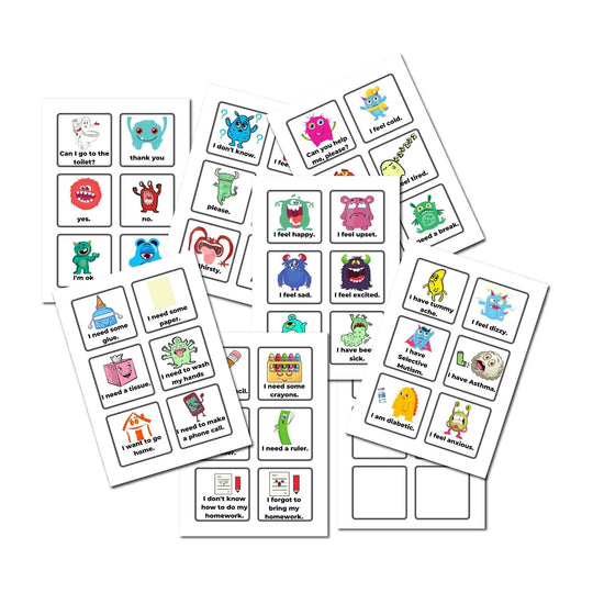 Monster Theme Printable Communication Cards - KY designX