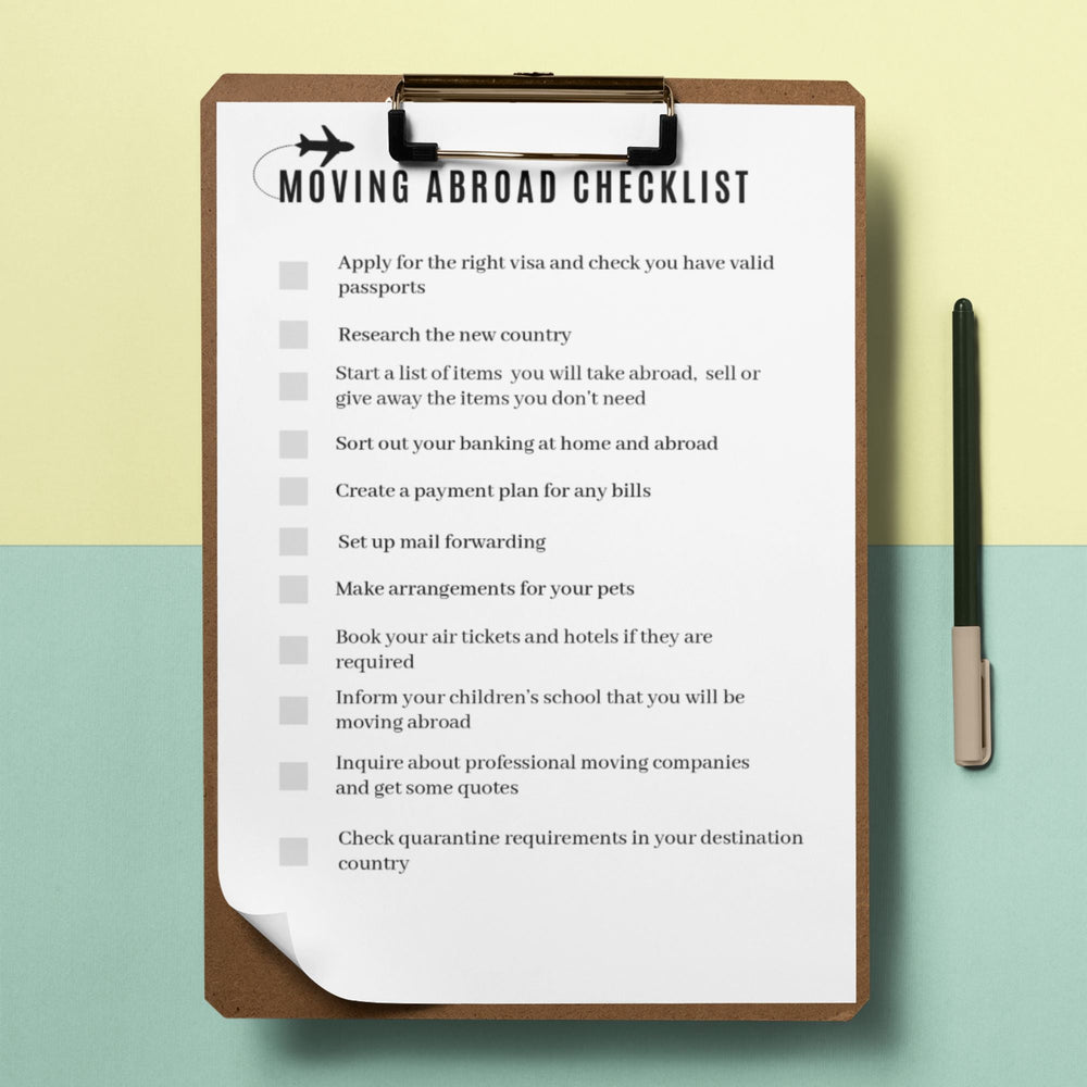 Moving abroad printable checklists - KY designX