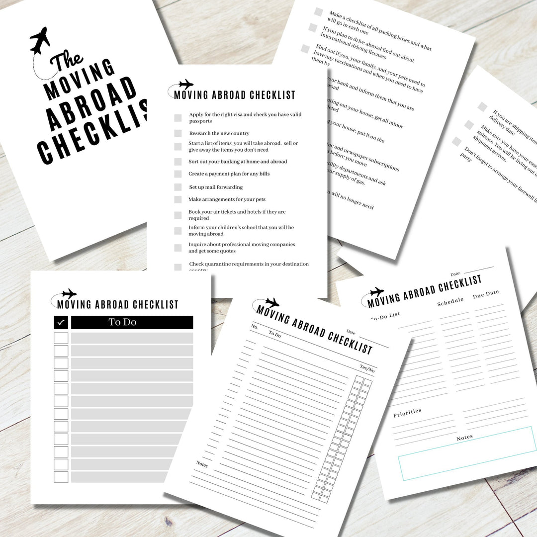 Moving abroad printable checklists - KY designX