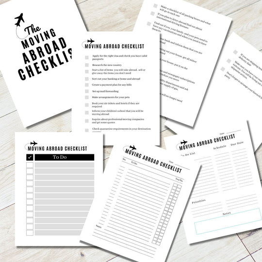 Moving abroad printable checklists - KY designX