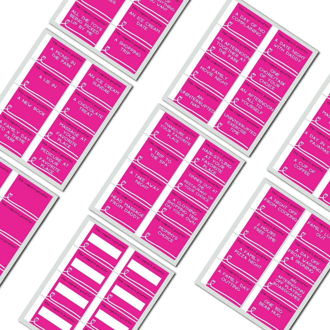 Mummy Pink Printable Fun Coupons - KY designX
