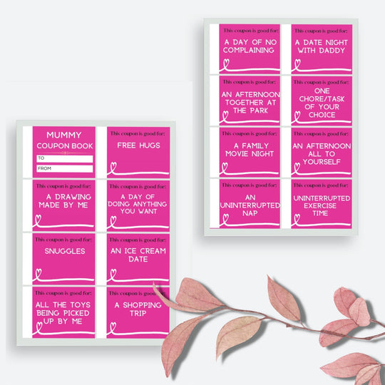 Mummy Pink Printable Fun Coupons - KY designX