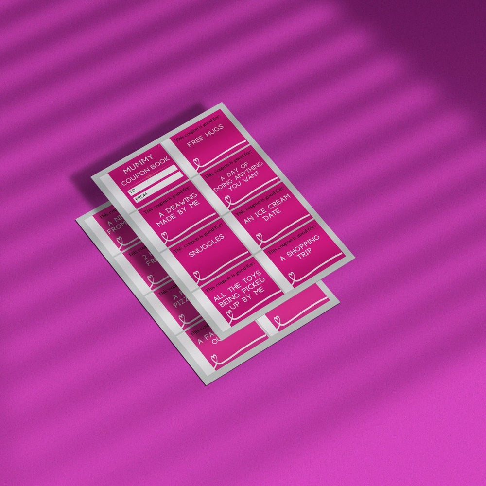 Mummy Pink Printable Fun Coupons - KY designX