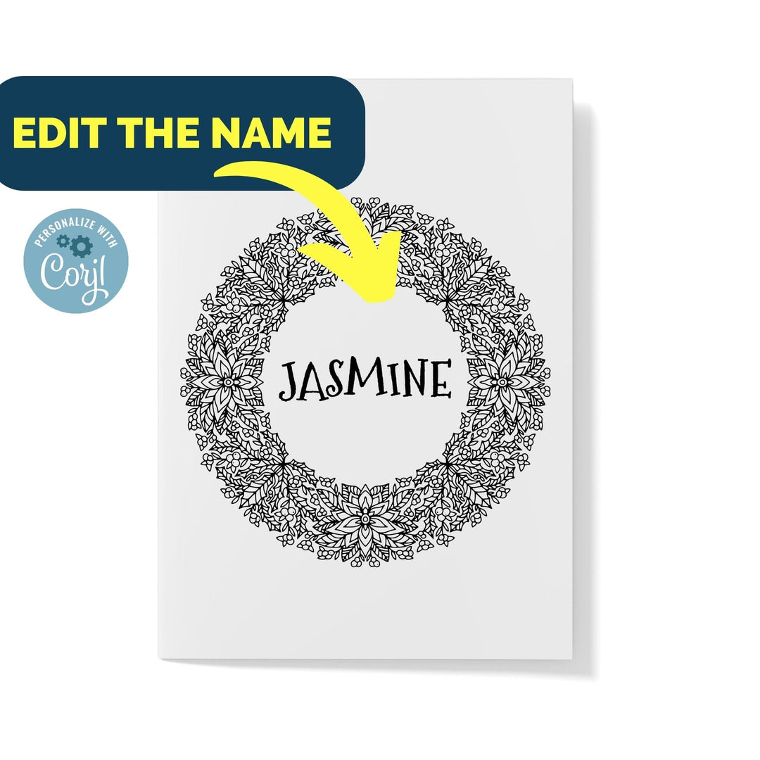 Personalised Christmas Colouring Wreath - KY designX