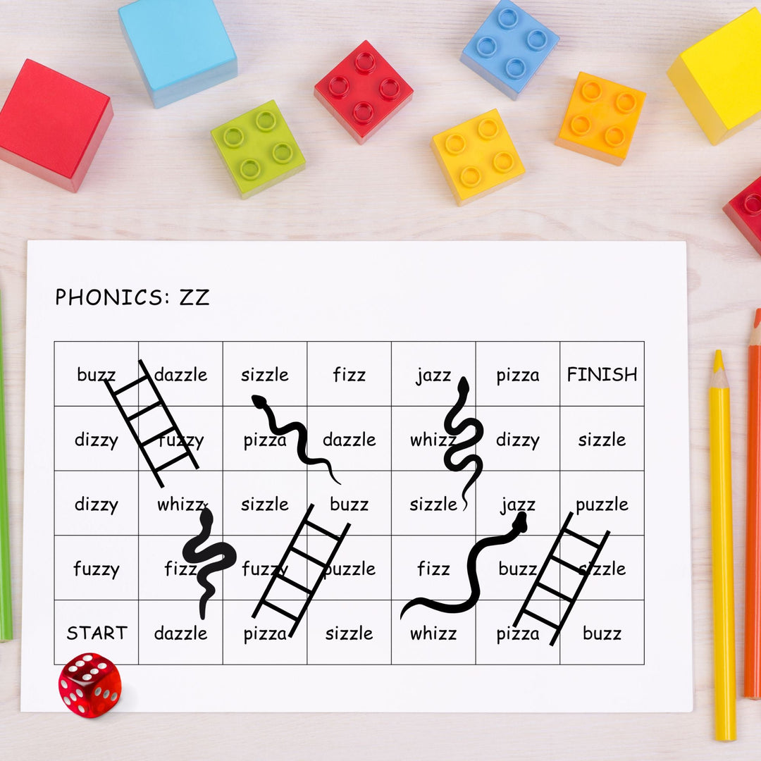 Phonics "ZZ" Snakes and Ladders Game - KY designX