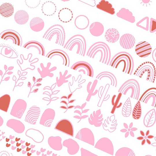Pink Boho abstract hand - drawn clipart - KY designX