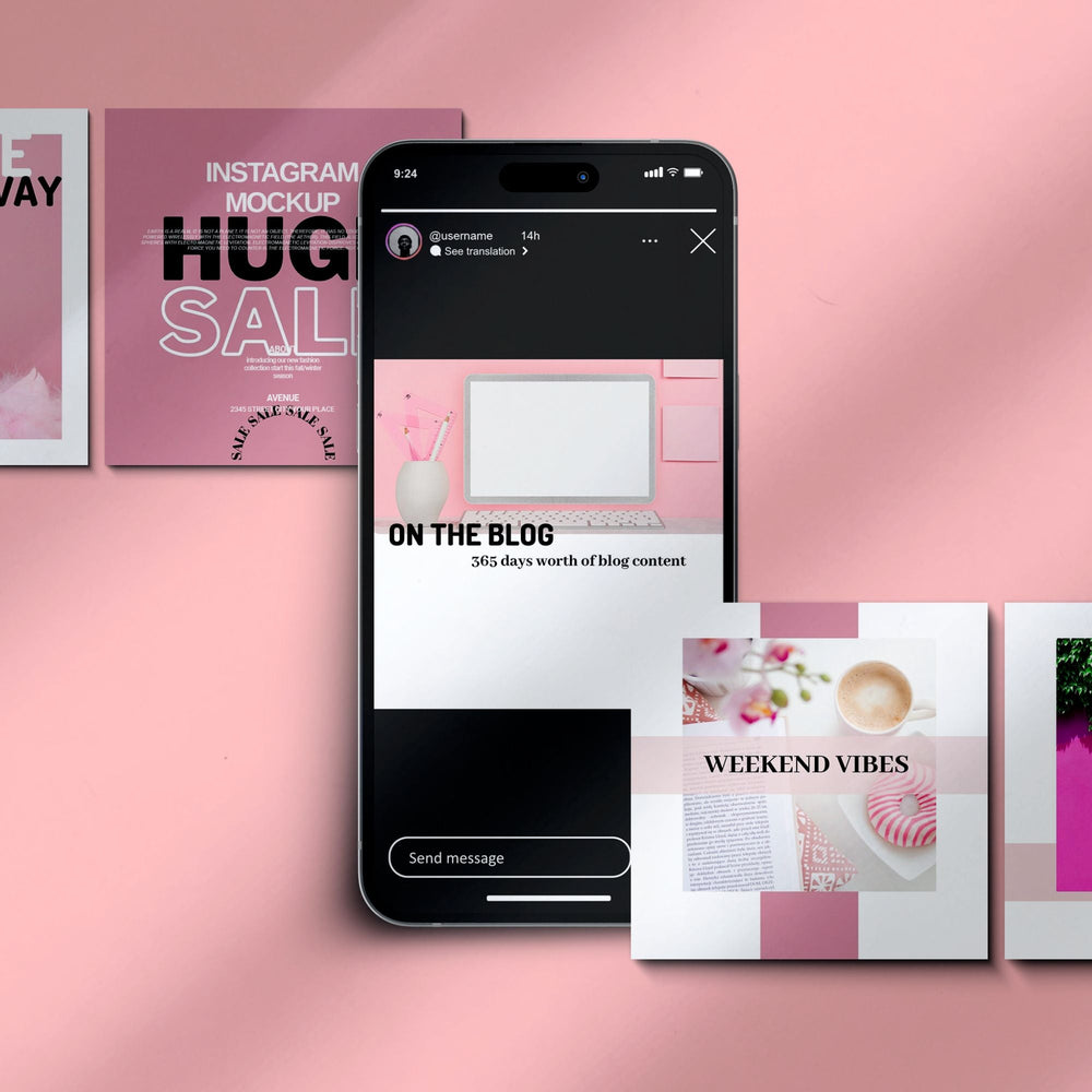 Pink Instagram Templates - Resell with PLR & MRR - KY designX