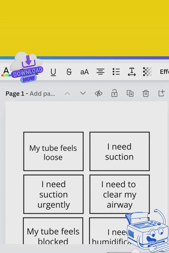Editable Communication Cards for Tracheostomy Patients