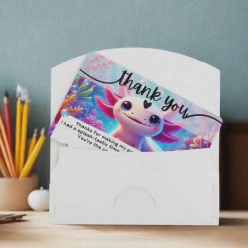 Editable Axolotl Birthday Thank You Card video