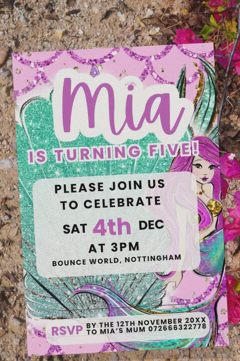 Editable Mermaid Birthday Invitation Template
