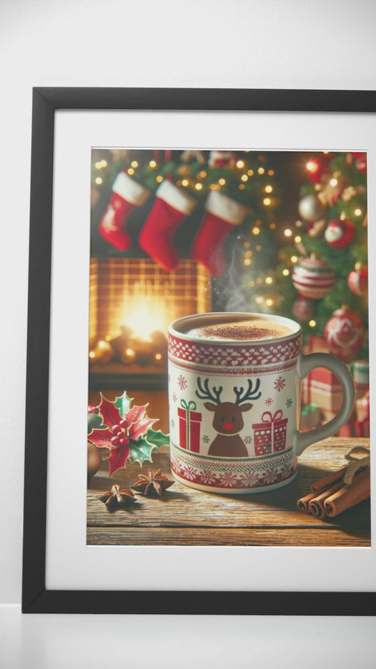 video of an art print with christmas music