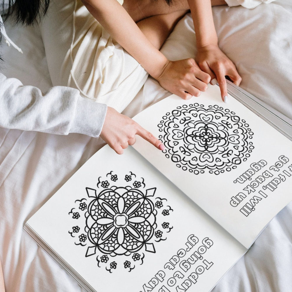 Printable Affirmations and mandalas coloring book - KY designX