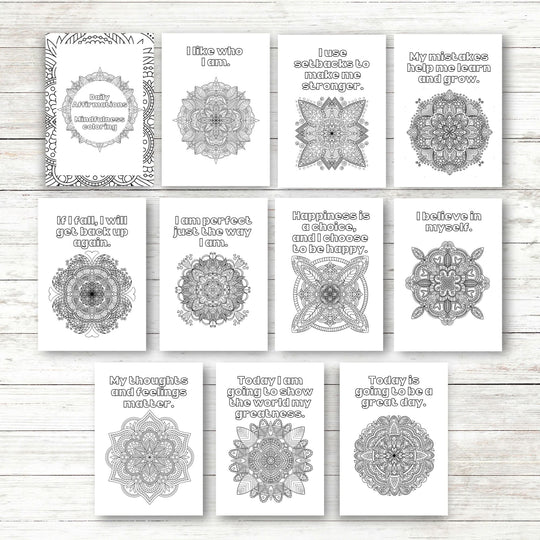 Printable affirmations mandala coloring pages - KY designX