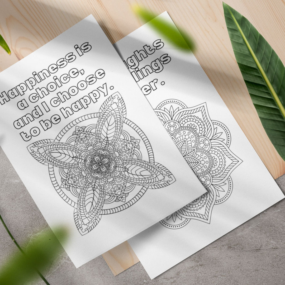 Printable affirmations mandala coloring pages - KY designX