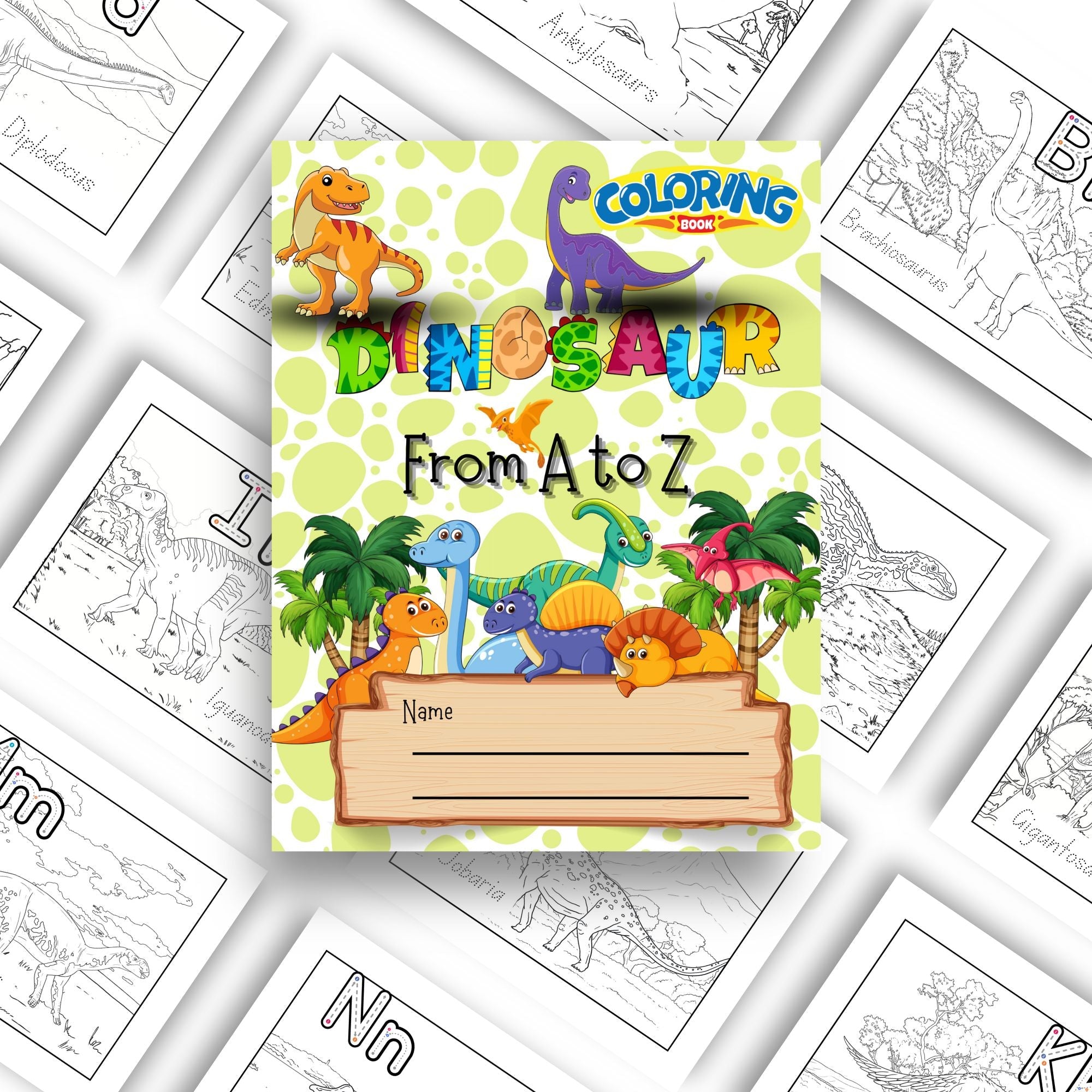 Printable Alphabet Dinosaur Coloring Pages - KY designX