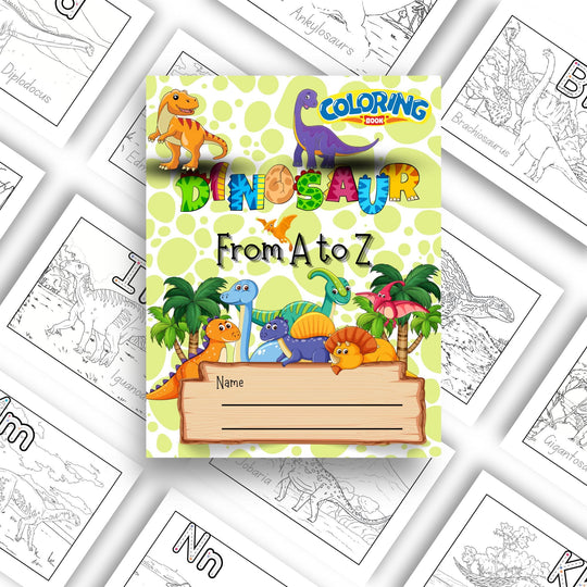 Printable Alphabet Dinosaur Coloring Pages - KY designX