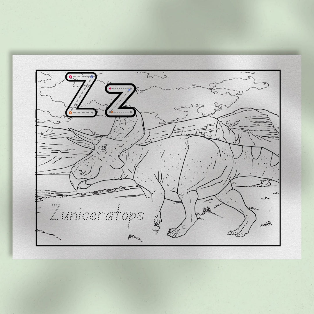 Printable Alphabet Dinosaur Coloring Pages - KY designX