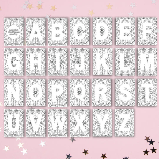 Printable Alphabet Mindfulness coloring book - KY designX