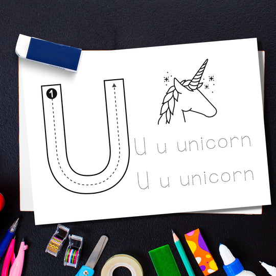 Printable Alphabet tracing and coloring worksheets for fine motor development - KY designX