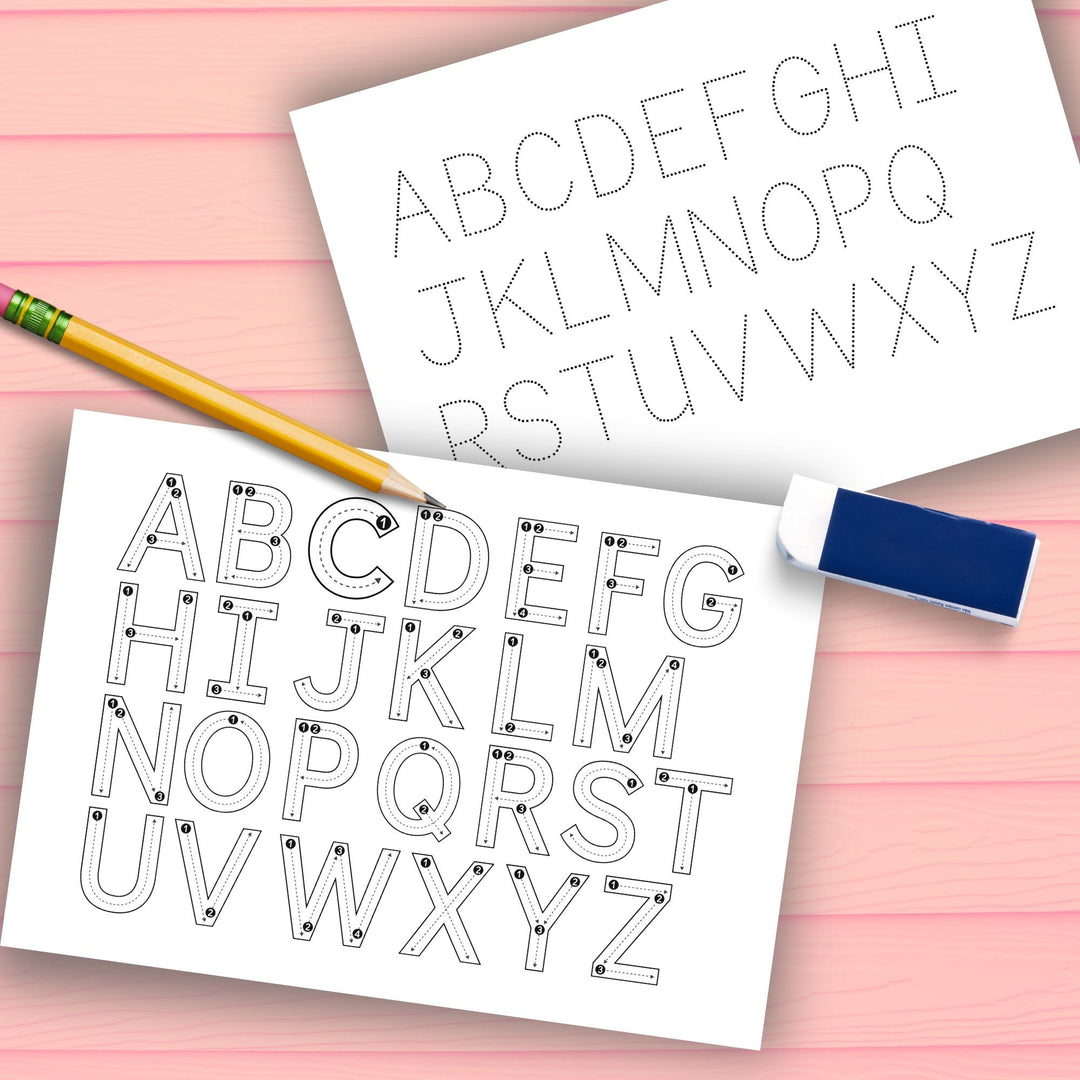 Printable Alphabet tracing and coloring worksheets for fine motor development - KY designX