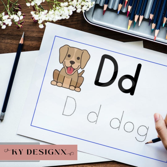 Printable Alphabet tracing worksheet - KY designX