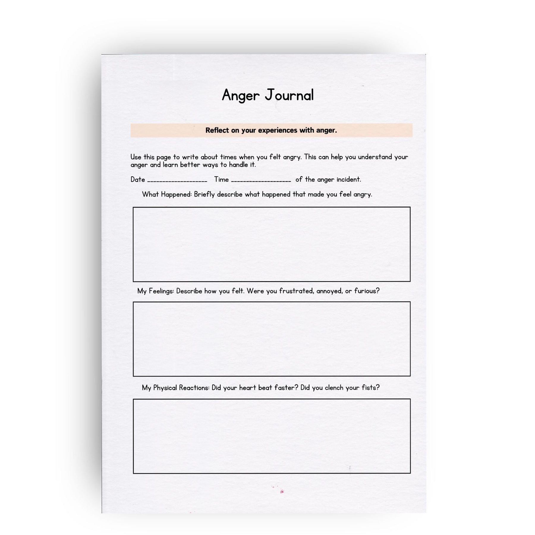 Printable Rage Journal Printable Anger Management Journal - KY designX