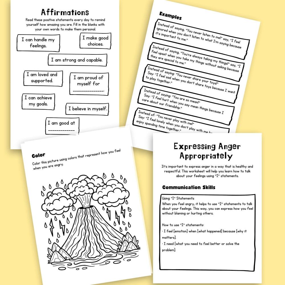 Printable Anger Management Workbook for kids and teens - KY designX