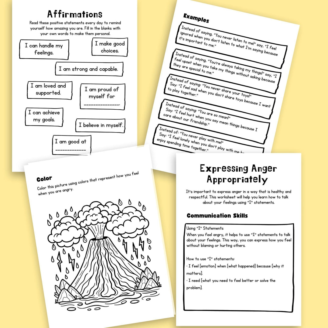 Printable Anger Management Workbook for kids and teens - KY designX