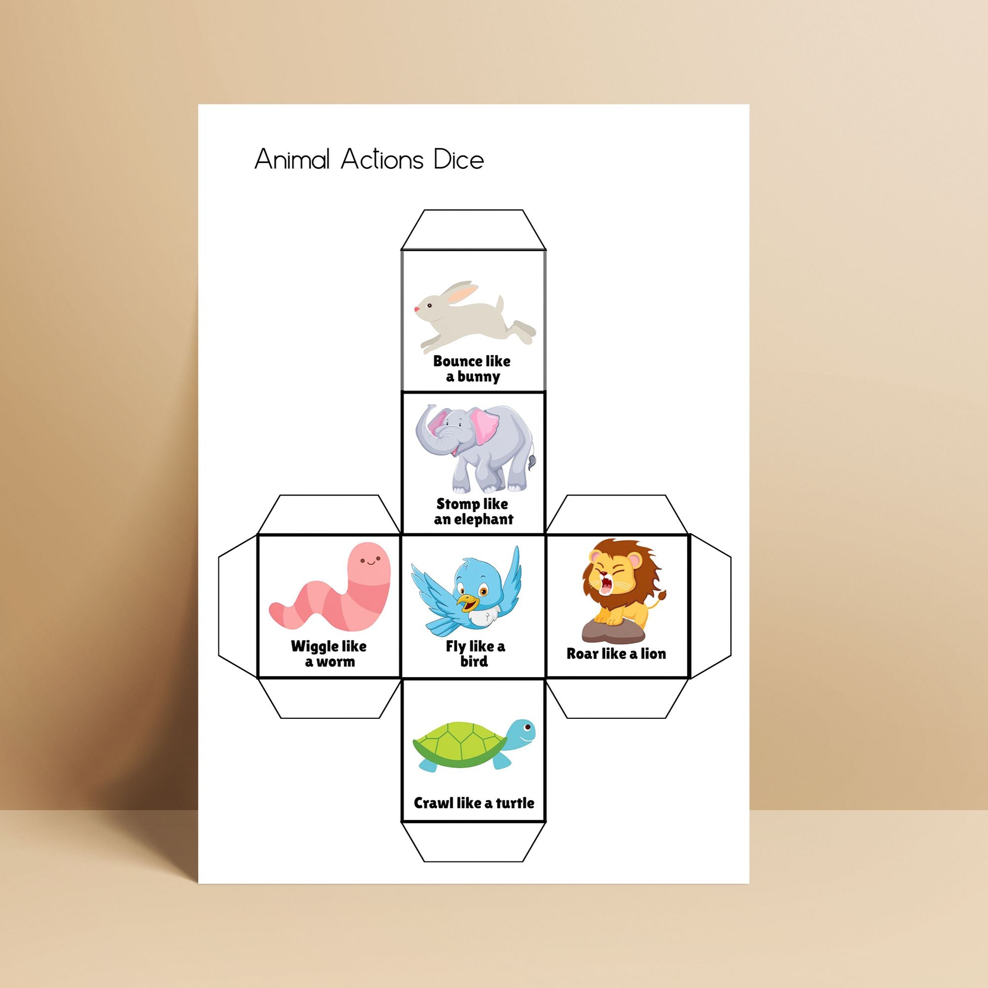 Printable Animal Actions Dice - KY designX