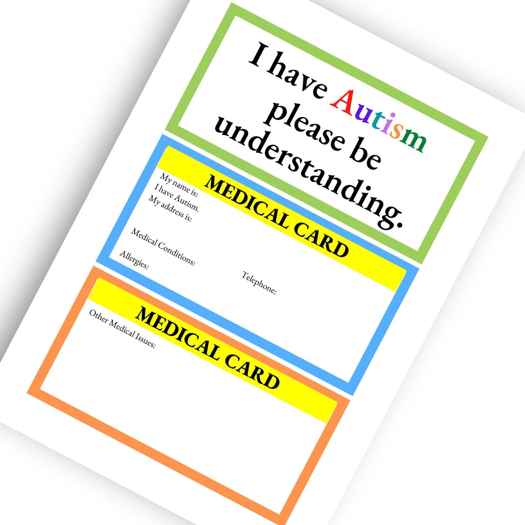 Printable autism Medical ID Card - KY designX