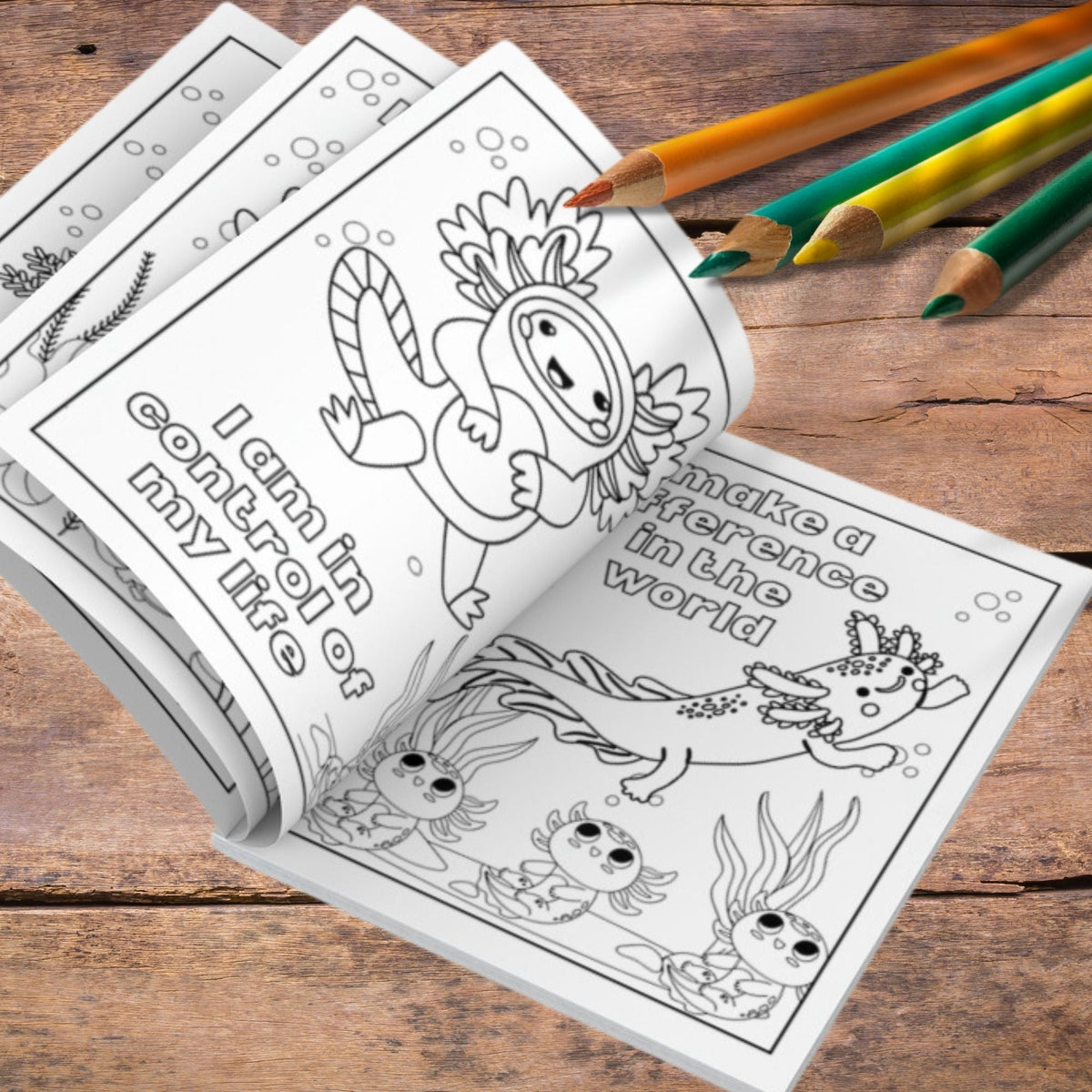 Printable Axolotl affirmations Coloring book - KY designX