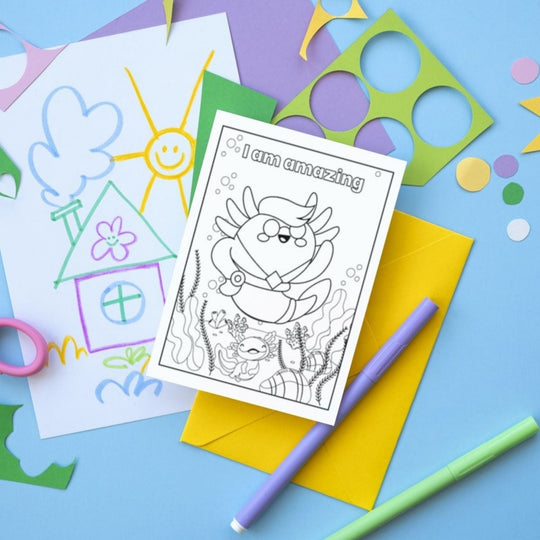 Printable Axolotl affirmations Coloring book - KY designX