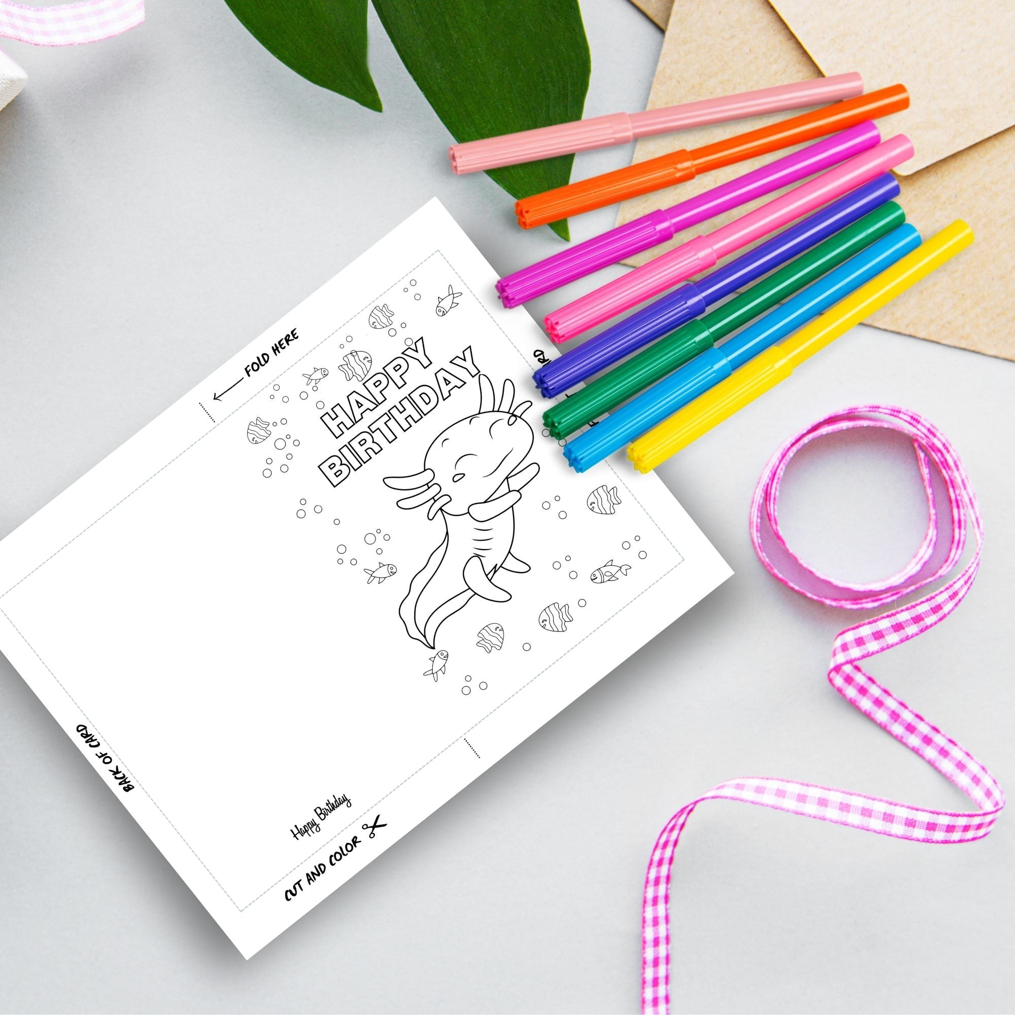 Printable birthday card for axolotl lovers - KY designX