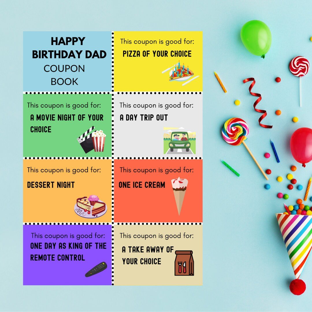 Printable Birthday Coupons for a Special Dad - KY designX