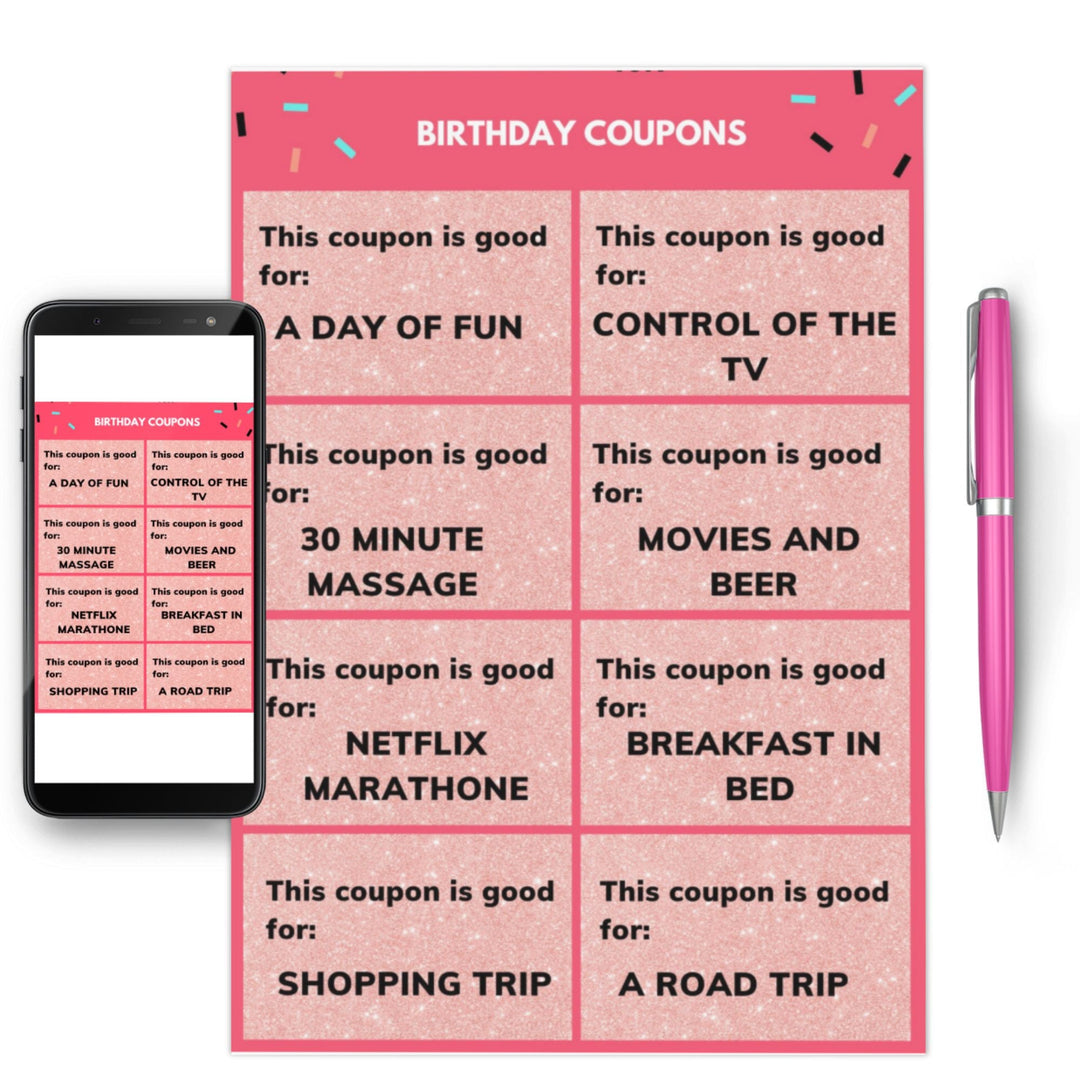Printable Birthday Coupons for a special Mom - KY designX