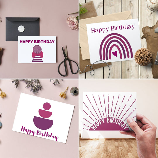 Printable Boho Birthday Cards Set of 4 - KY designX